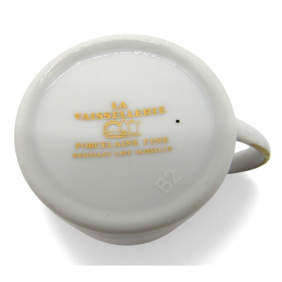 LA VAISSELLERIE Fine PORCELAIN Cup Saucer Gold Red Accents Vaiselle Vintage - Picture 10 of 10